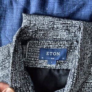 Eton Rosetta Stone print black & white shirt 15 38